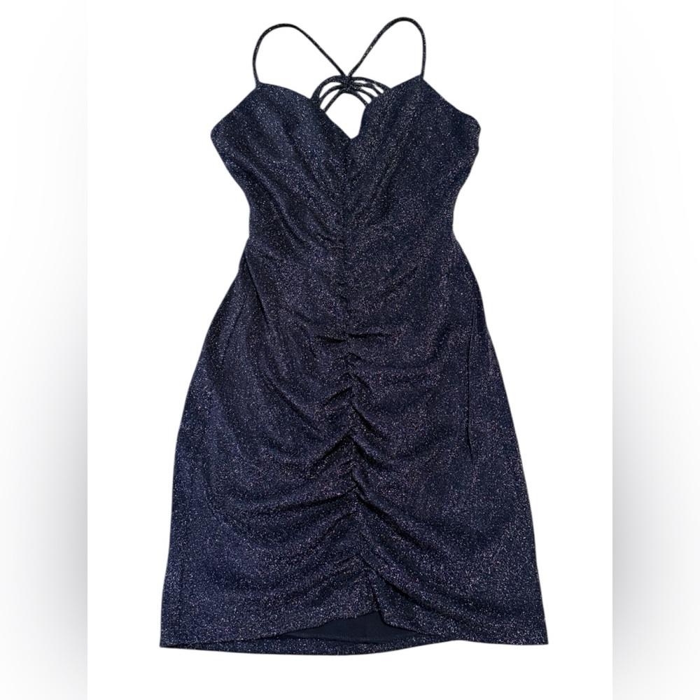 Juniors Elegant Navy Glitter Dress